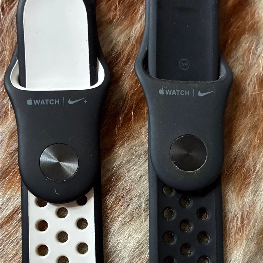 Nike Black Silicone Ventilated Apple Watch Bands - Pair